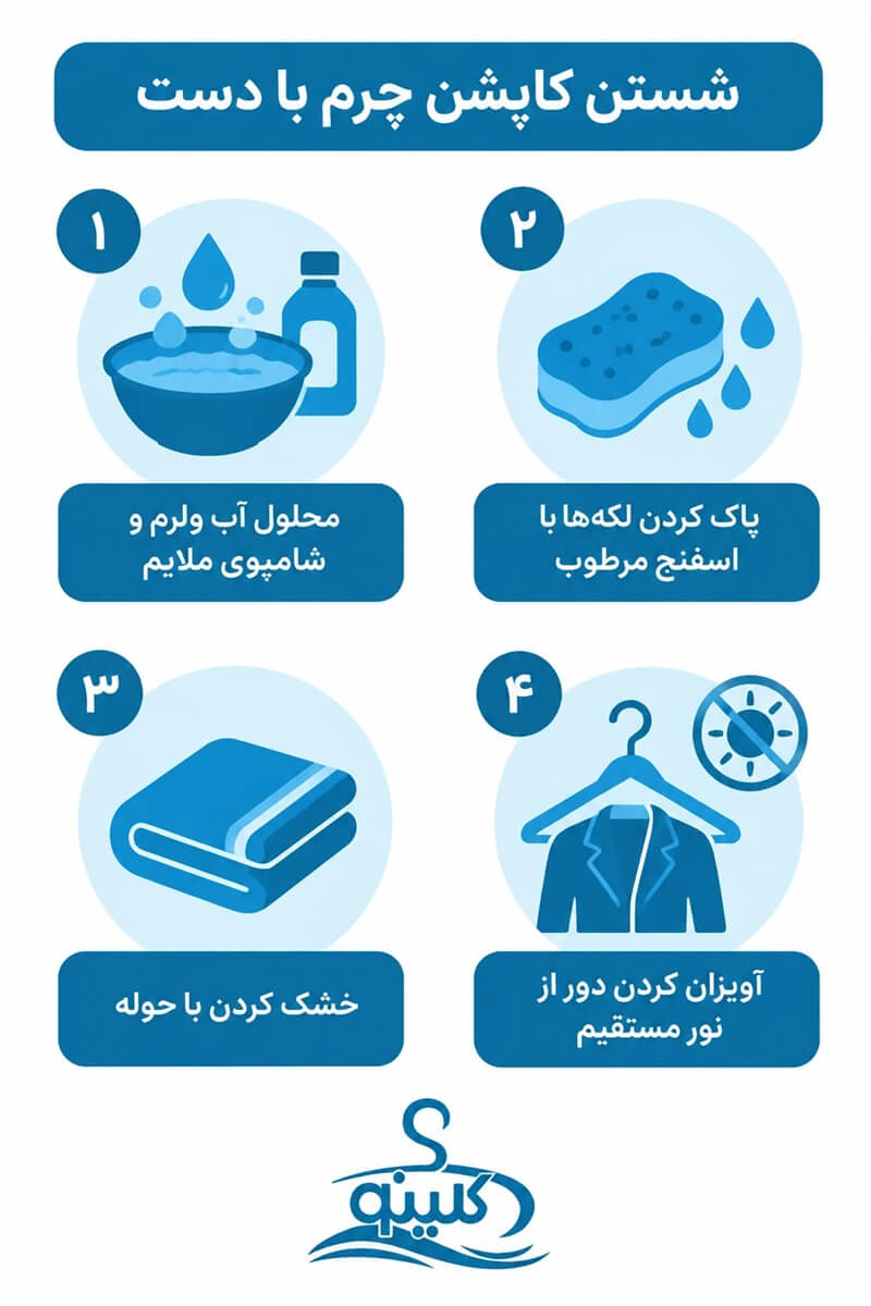 روش شستن کاپشن چرم با ماشین لباسشویی و دست 5 شستن کاپشن چرم با دست